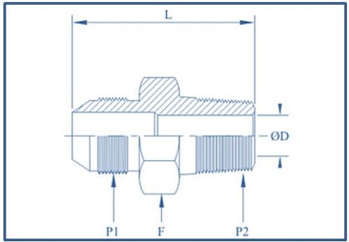 Adaptor JIC Male NPT Male ,10000 psi - Image 2